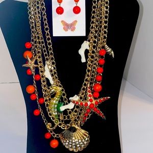 Fashion Jewelry Ocean theme necklace and earrings